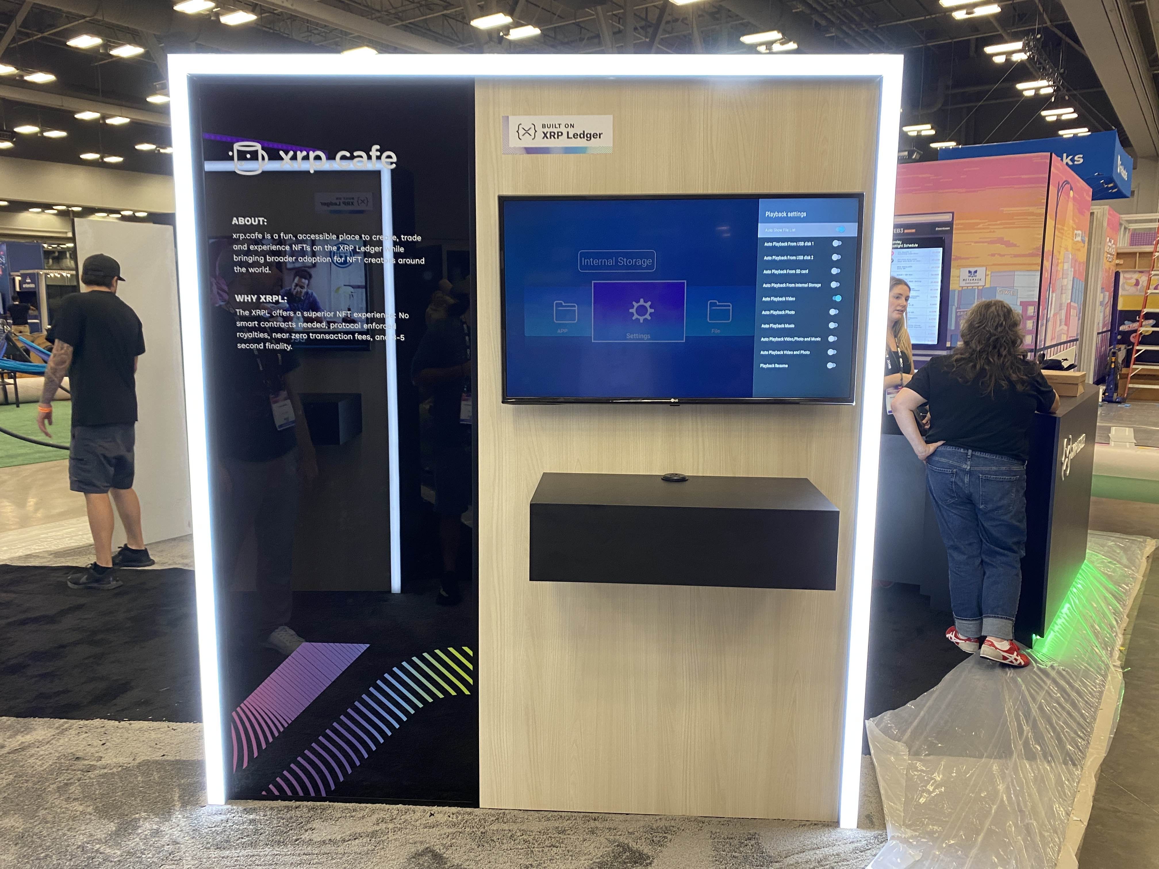xrp.cafe booth setup at Permissionless