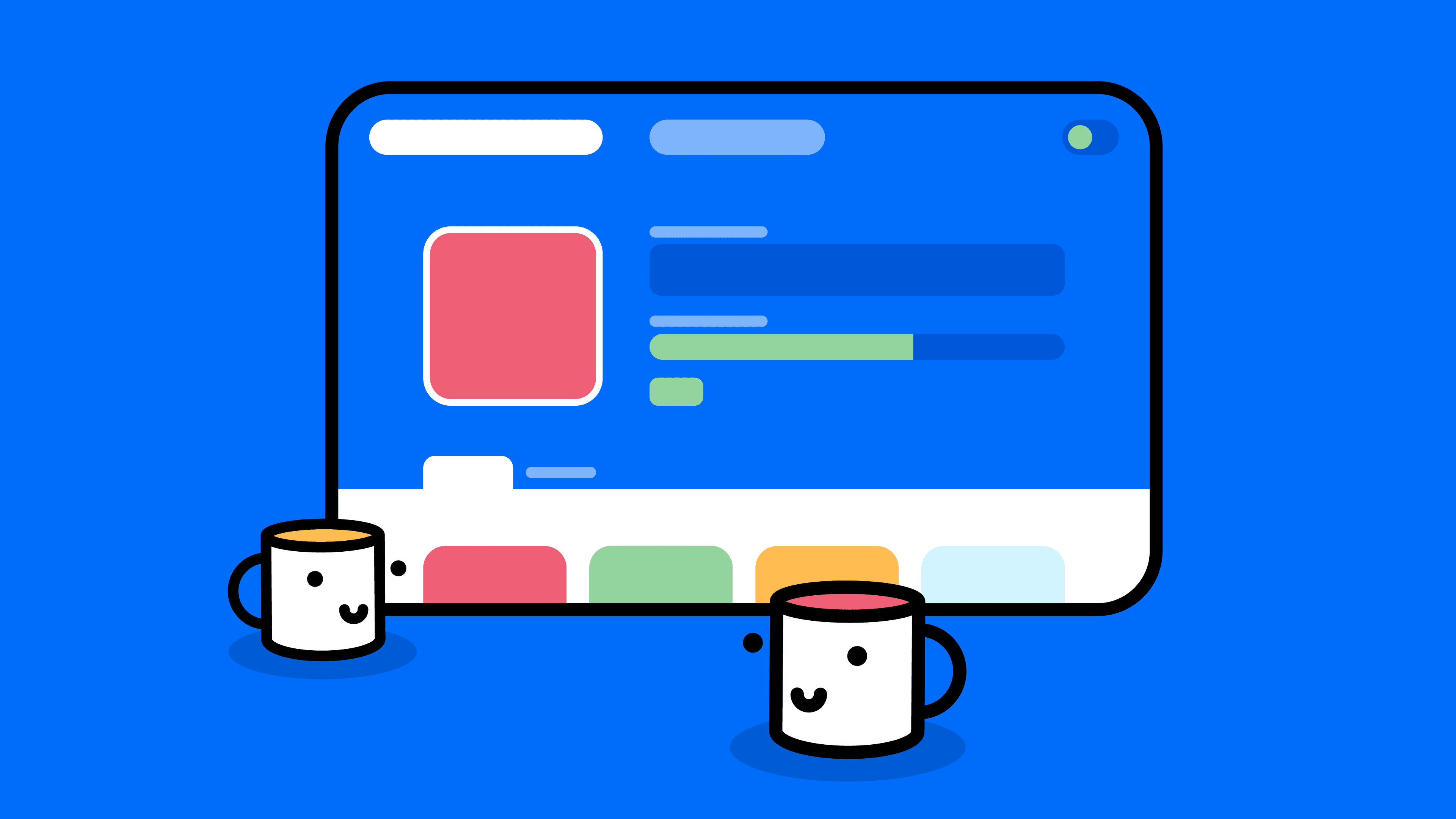 Marketplace UI with characters