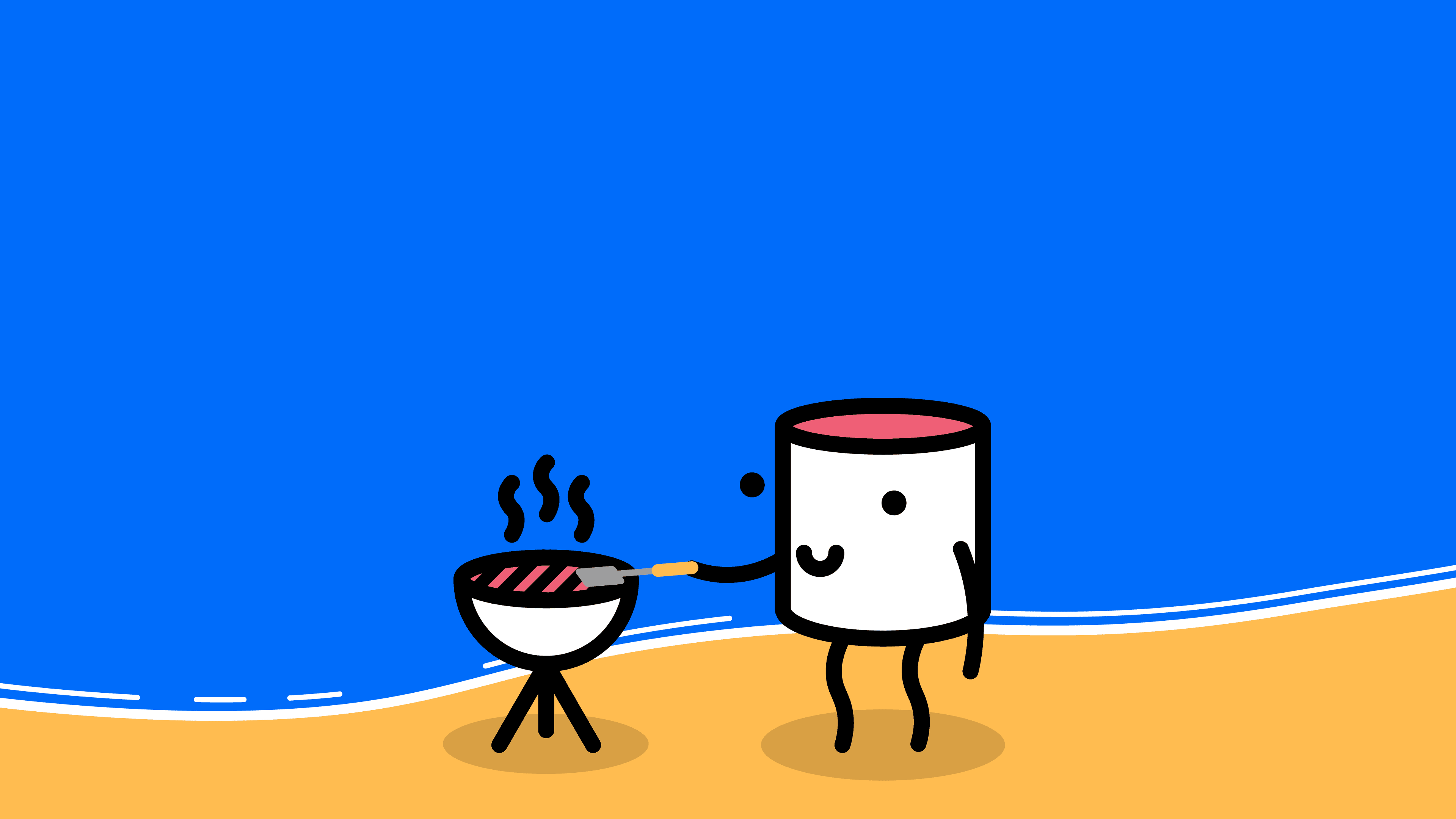BBQ beach mug character