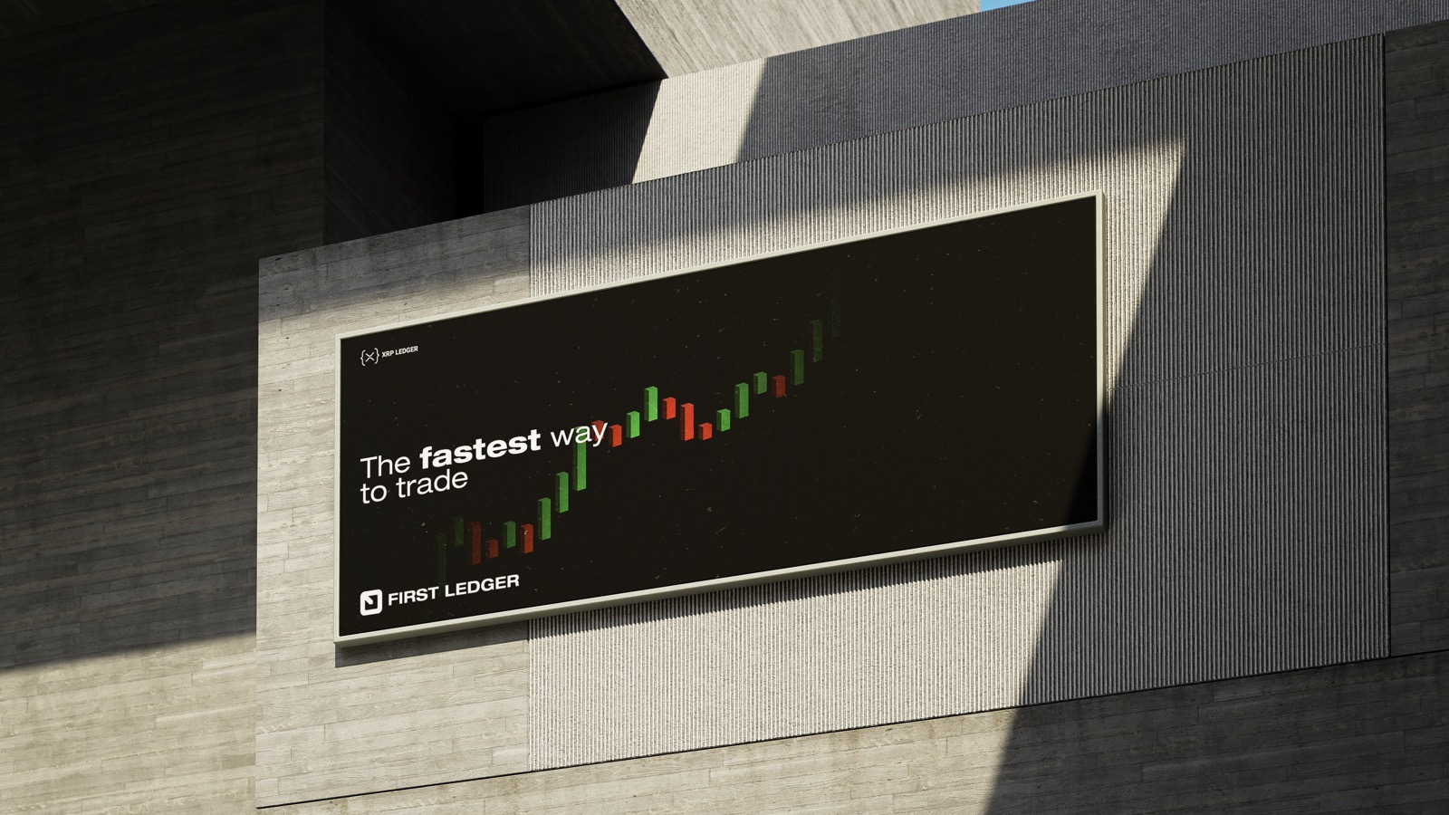First Ledger billboard mockup: The fastest way to trade