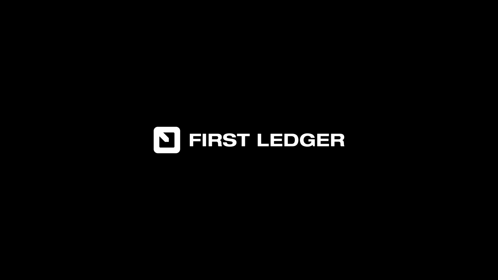First Ledger logo white on black