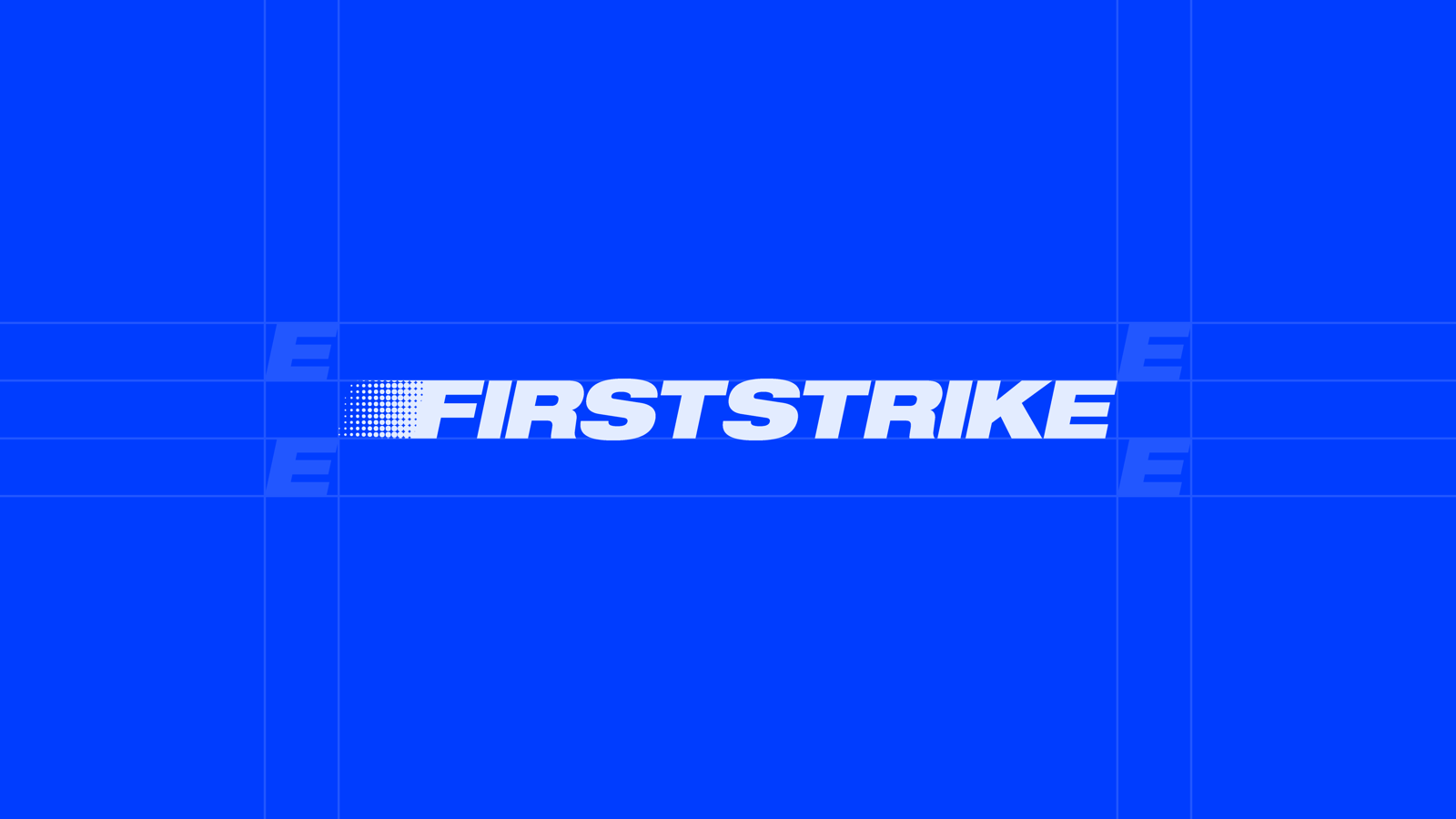 The wordmark on its construction grid, white on electric blue