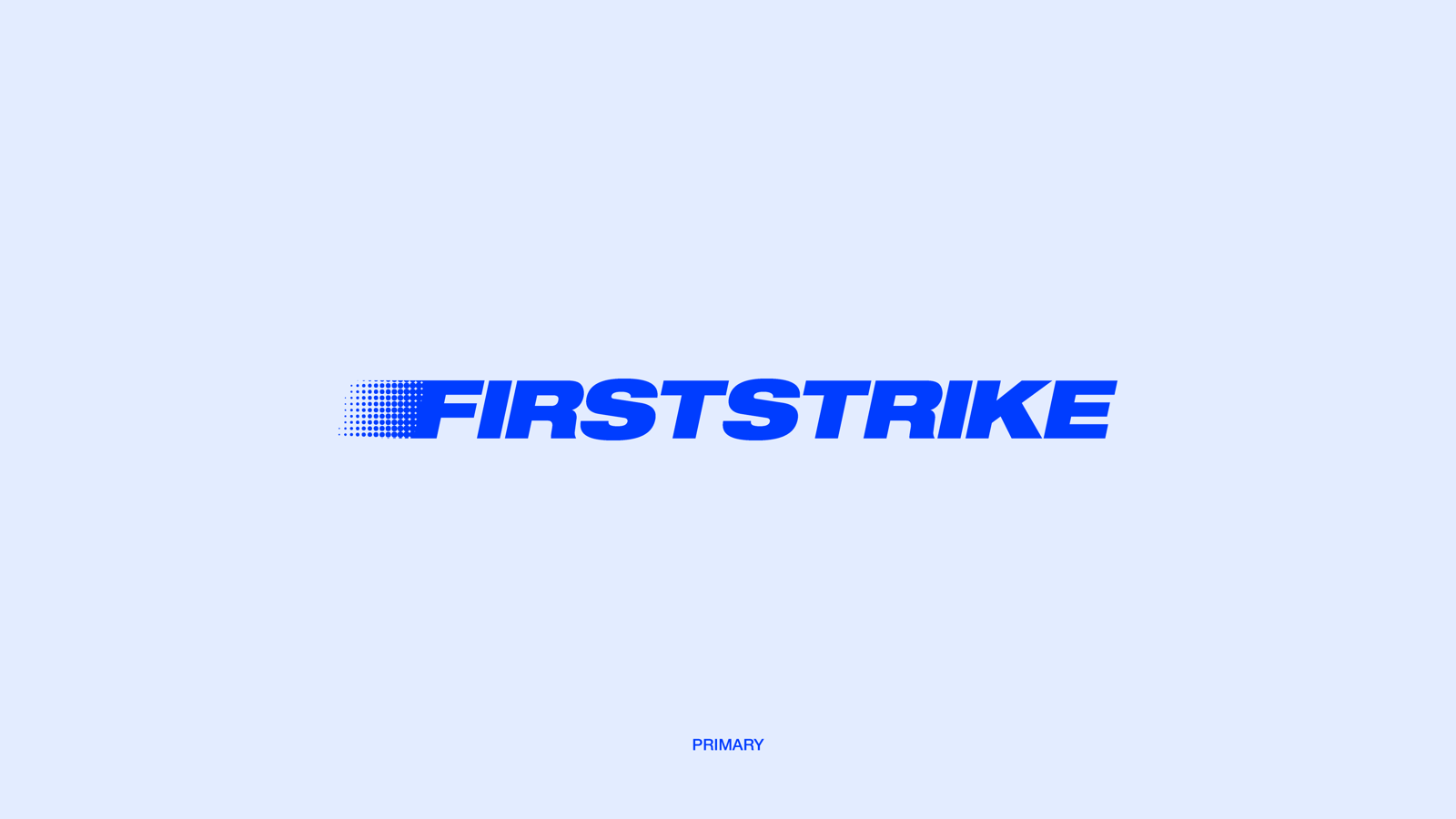 The primary FirstStrike lockup: the horizontal wordmark in blue on ice white