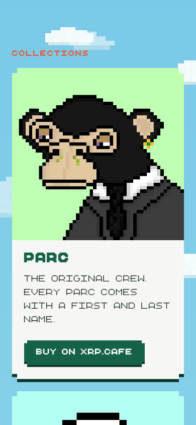 parcxrpl.com collection cards on a phone