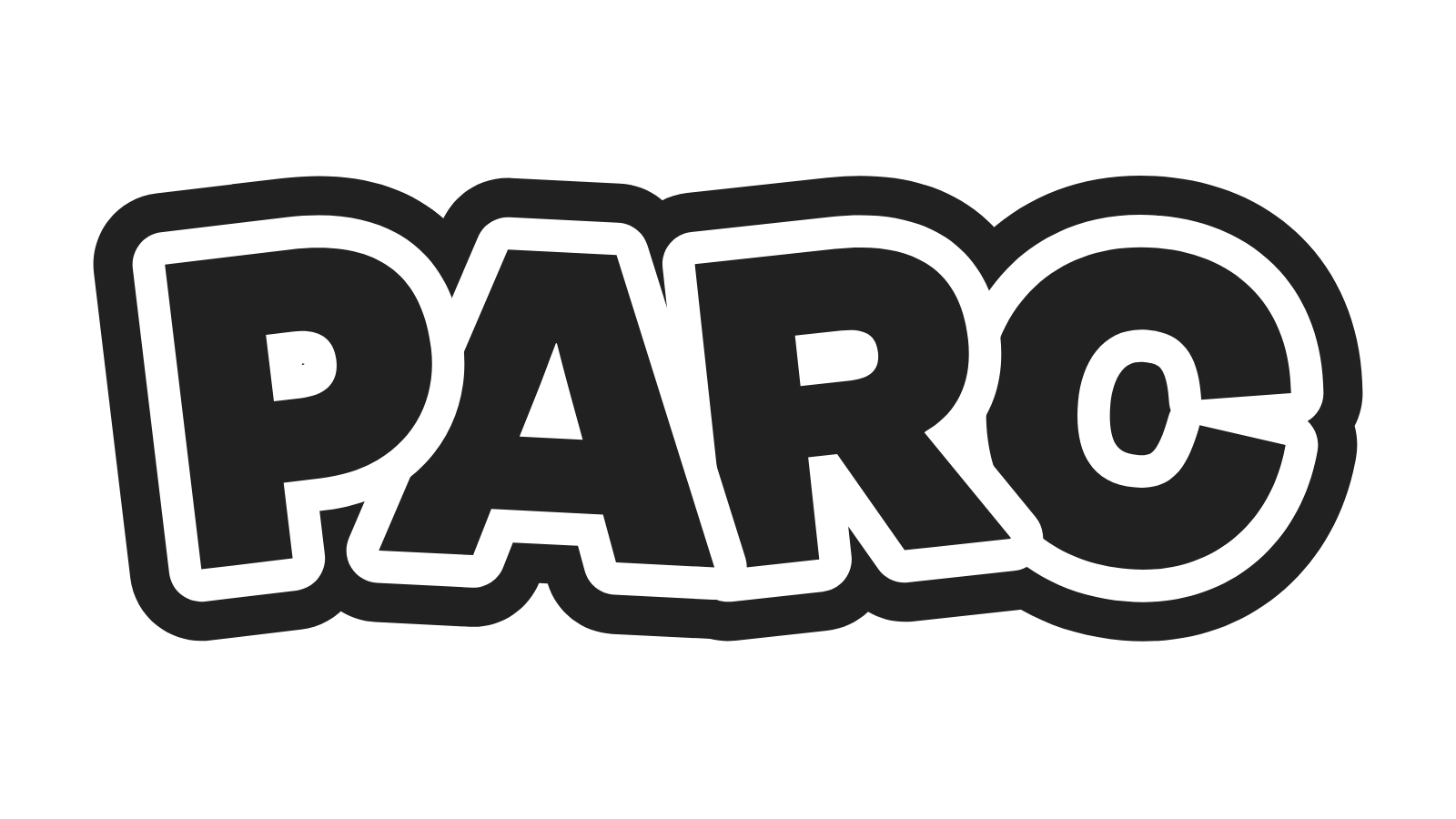 The old PARC secondary logo: the bubbly outlined wordmark in black