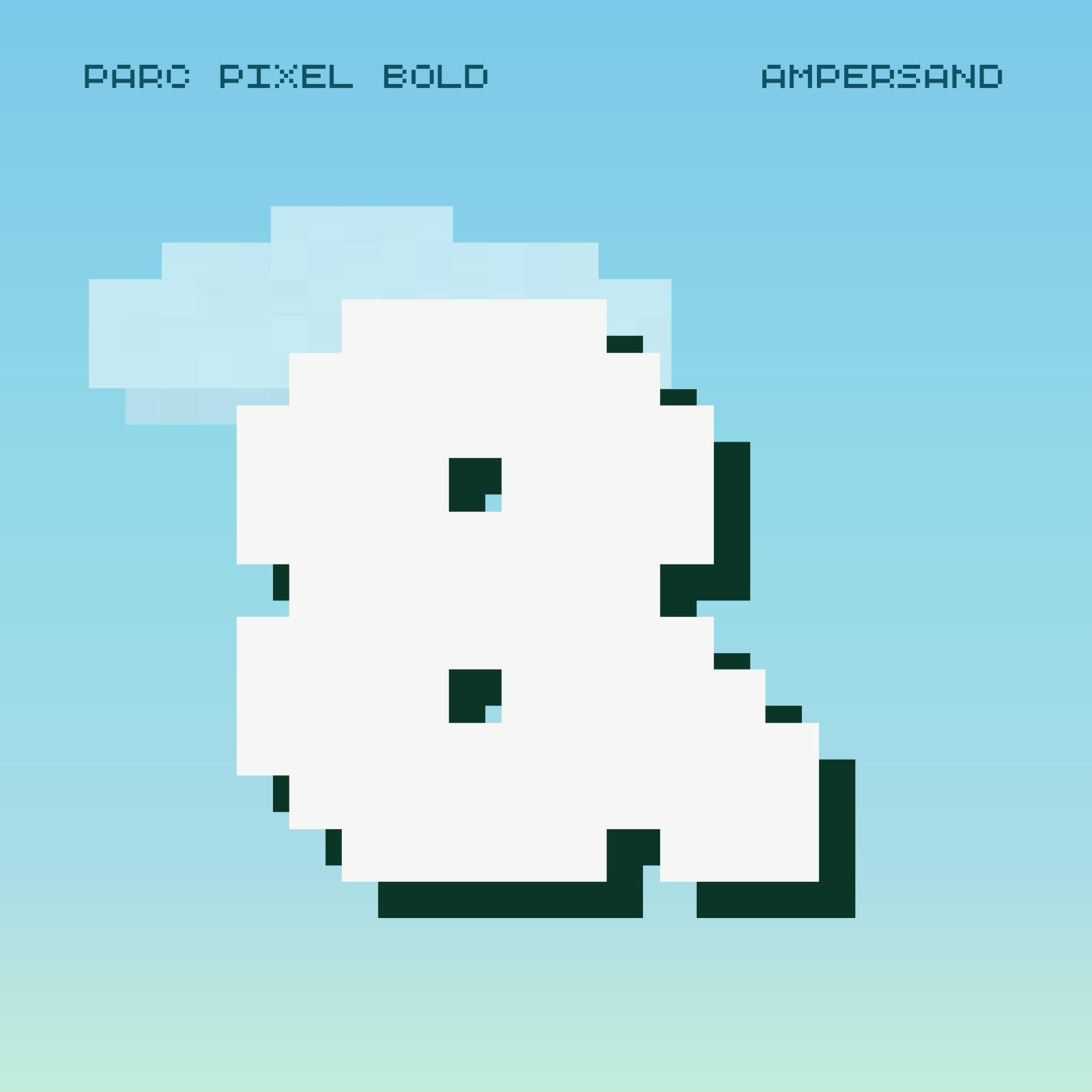 PARC Pixel Bold ampersand at giant size on the sky colorway