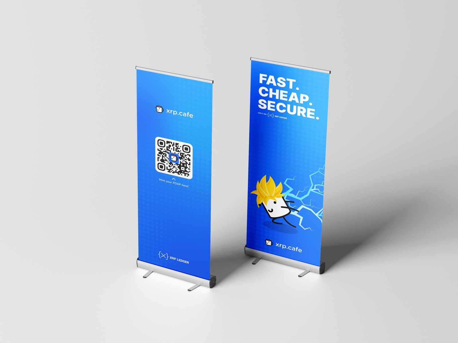xrp.cafe retractable banner mockups